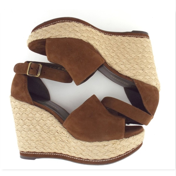 New Stuart Weitzman Saddle Brown Suede Espadrille Wedge Heel Sandals 10.5 - Picture 5 of 8